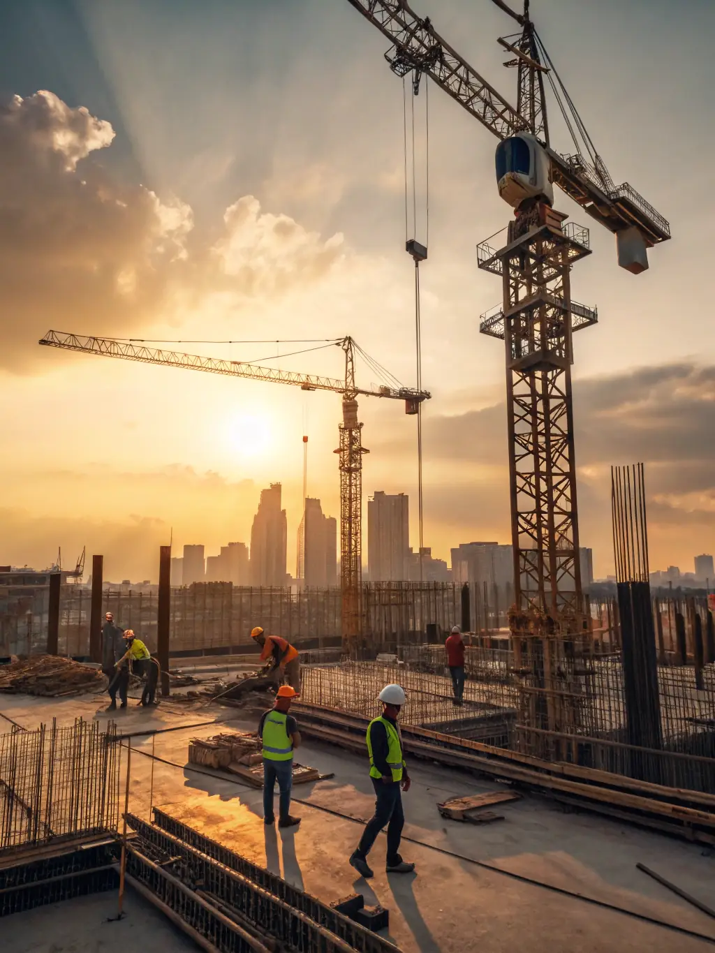 A visually striking image of a skyscraper under construction, symbolizing growth, stability, and the building of a financial empire.