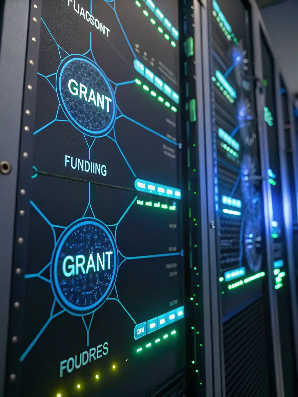 An abstract graphic representing interconnected nodes, illustrating the concept of a funding ecosystem and its various components.